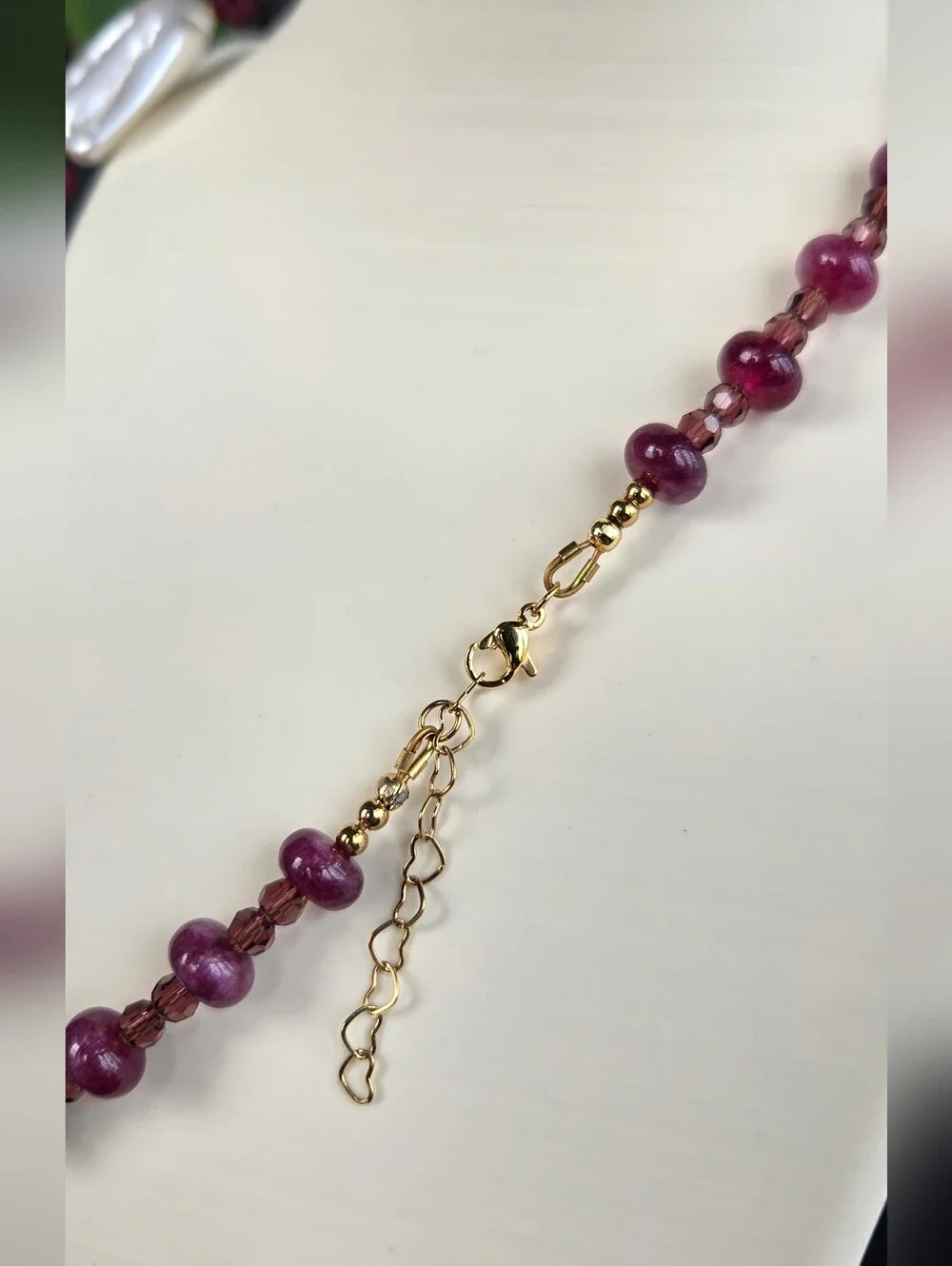 Handcrafted Semiprecious Purple Jade And Swarovski Pearl Pendant Necklace